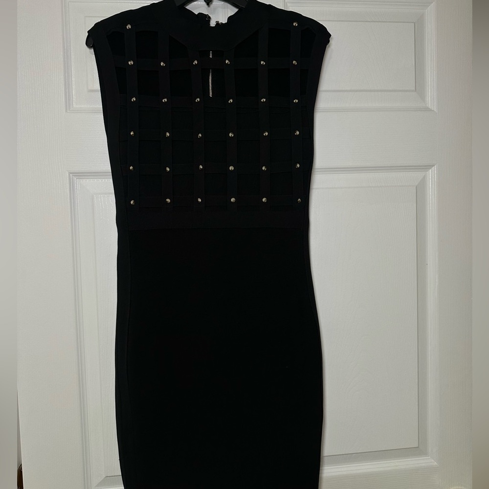 Bebe Bandage Black Studded Dress